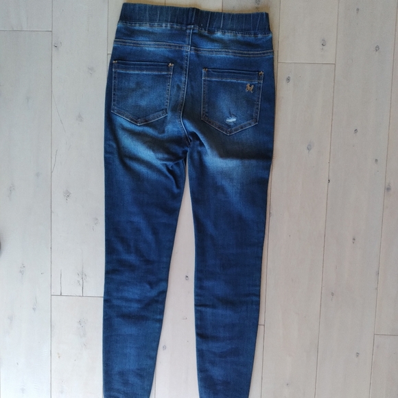 Distressed Mid-Rise Pull-On Denim (Washed Indigo) - Picture 8 of 12